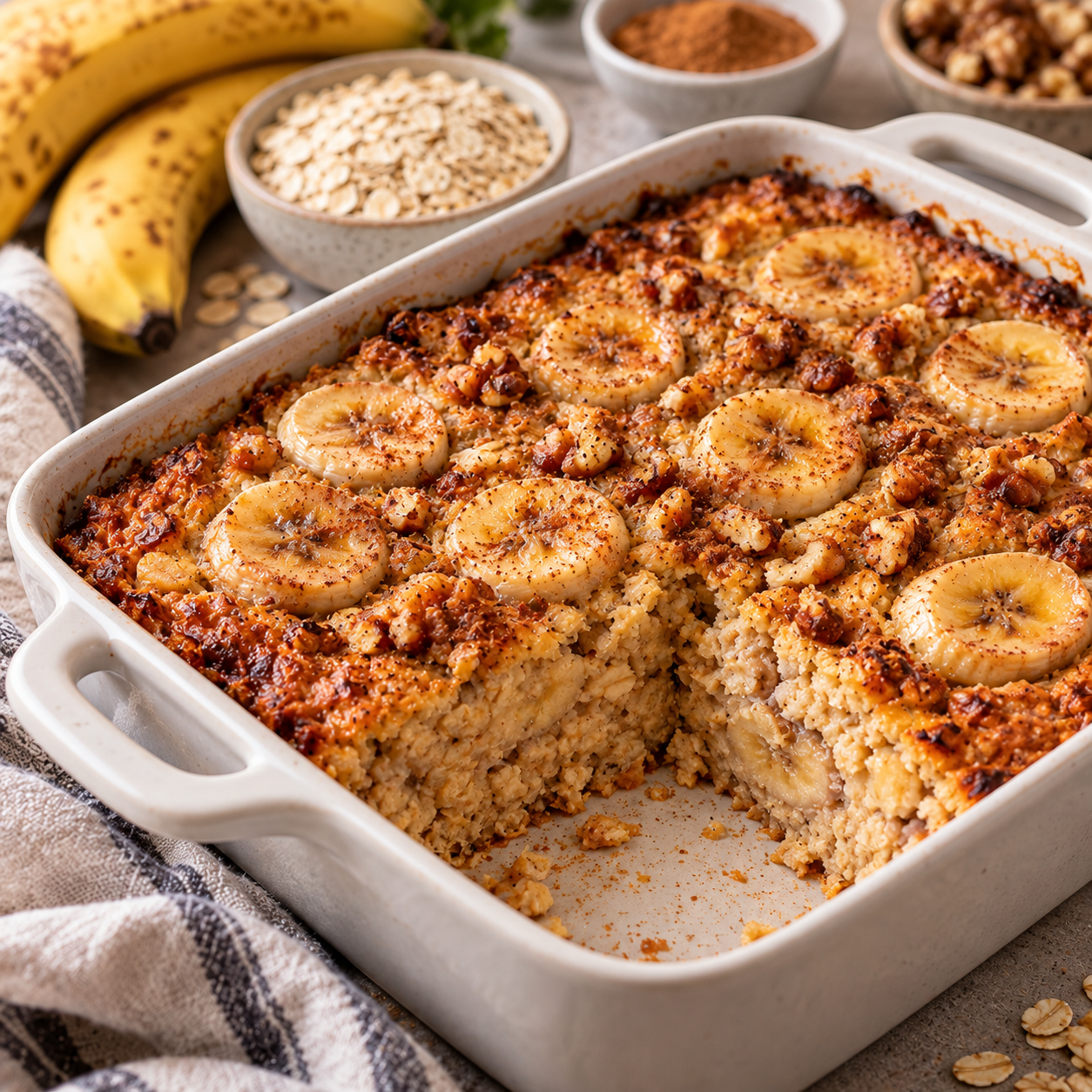 Kepta avižinė košė su bananais