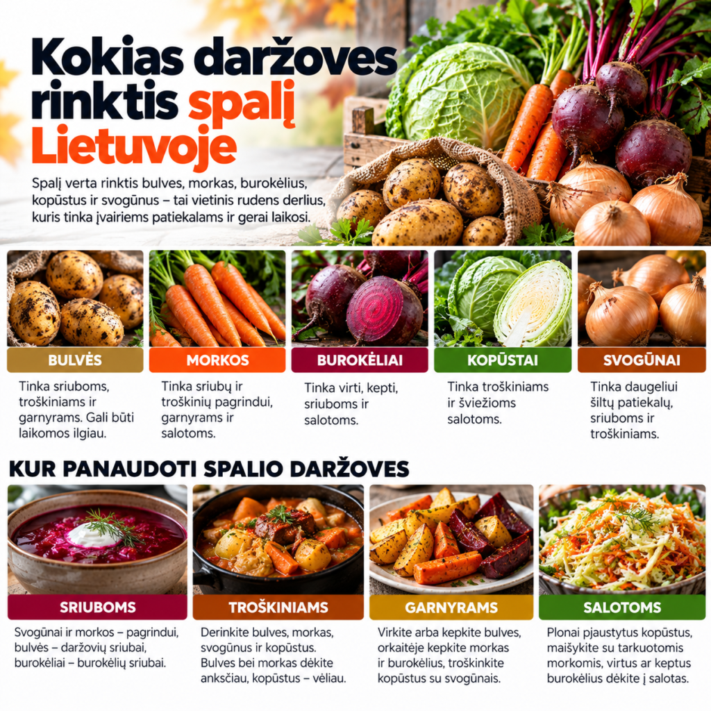 Kokias daržoves rinktis spalį Lietuvoje