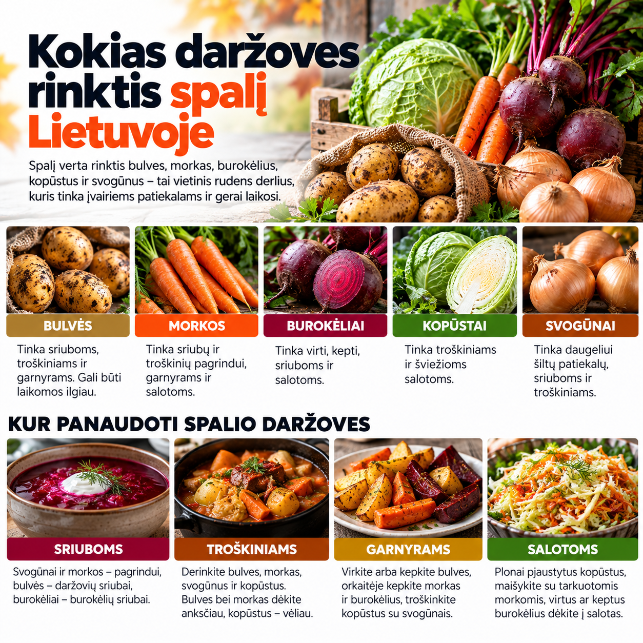 Kokias daržoves rinktis spalį Lietuvoje