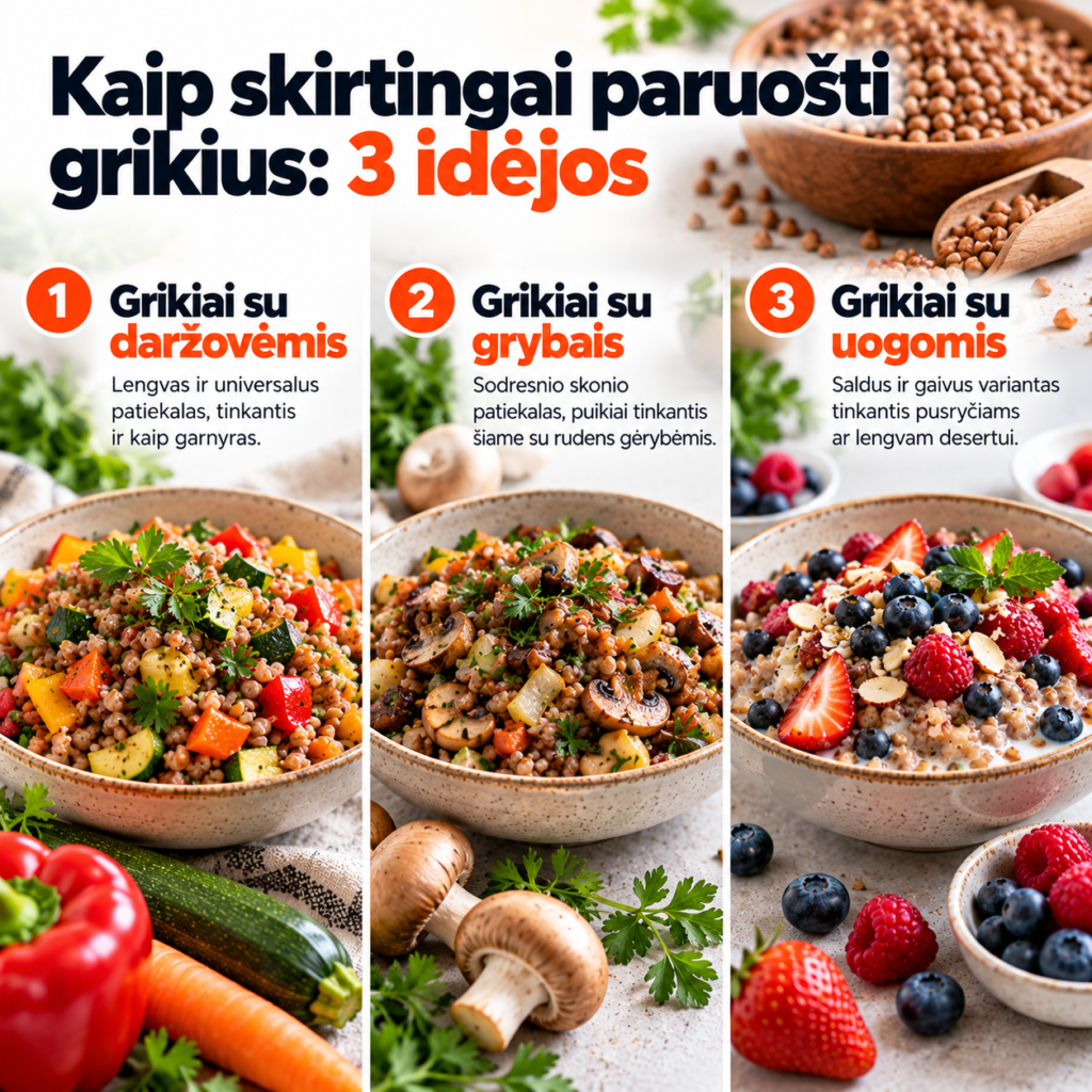 Kaip skirtingai paruošti grikius: 3 idėjos